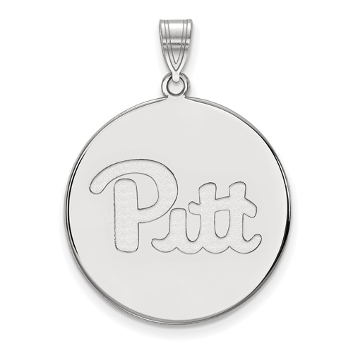 14k White Gold 1in University of Pittsburgh Pitt Round Pendant