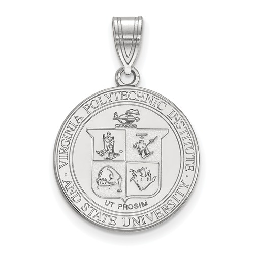Sterling Silver Virginia Tech Crest Pendant 3/4in