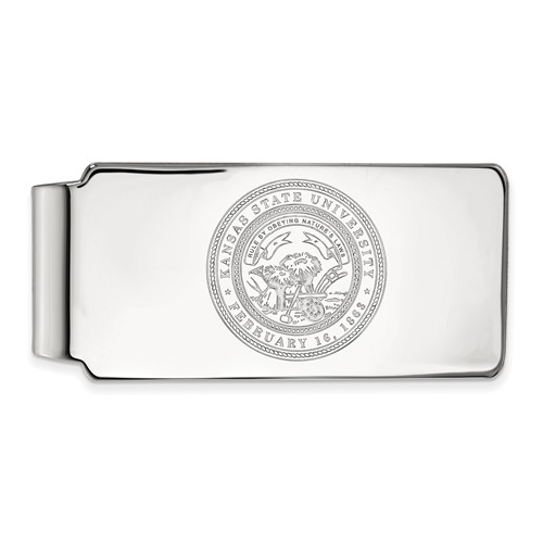 Kansas State University Crest Money Clip 10k White Gold