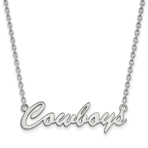 Sterling Silver Oklahoma State Cowboys Pendant with 18in Chain