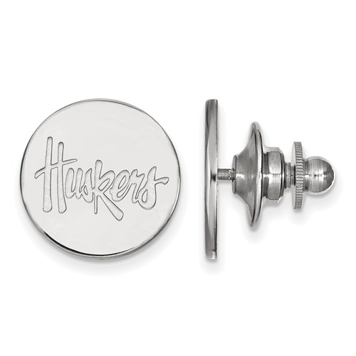 14kt White Gold University of Nebraska Huskers Lapel Pin