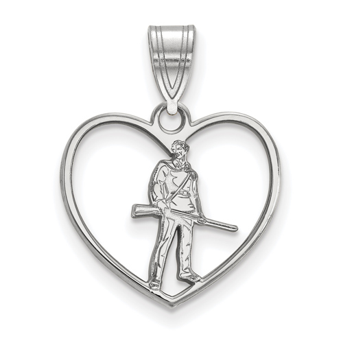 Sterling Silver 5/8in West Virginia University Pendant in Heart