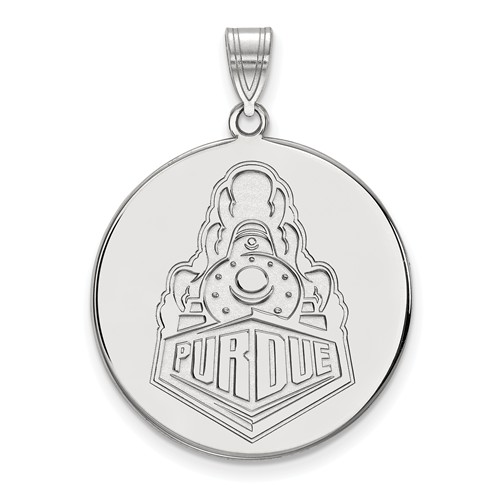 14k White Gold Purdue University Boilermakers Round Pendant 1in