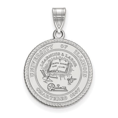 Sterling Silver 3/4in University of Illinois Crest Pendant