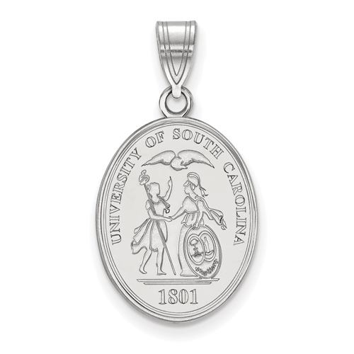Sterling Silver 3/4in University of South Carolina Oval Crest Pendant