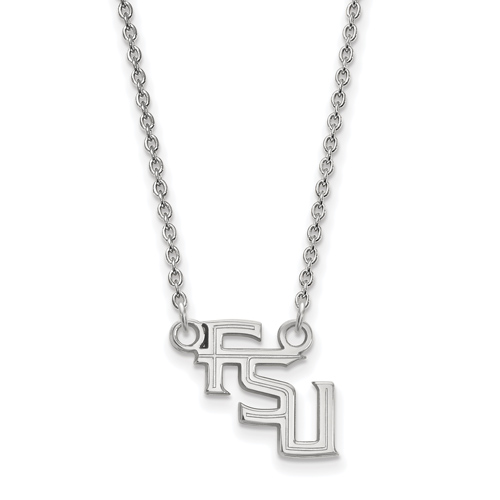 Florida State University FSU Pendant Necklace 1/2in 10k White Gold