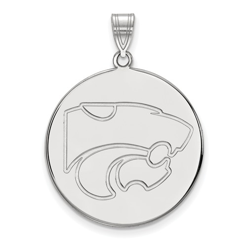 Kansas State University Disc Pendant 1in 10k White Gold