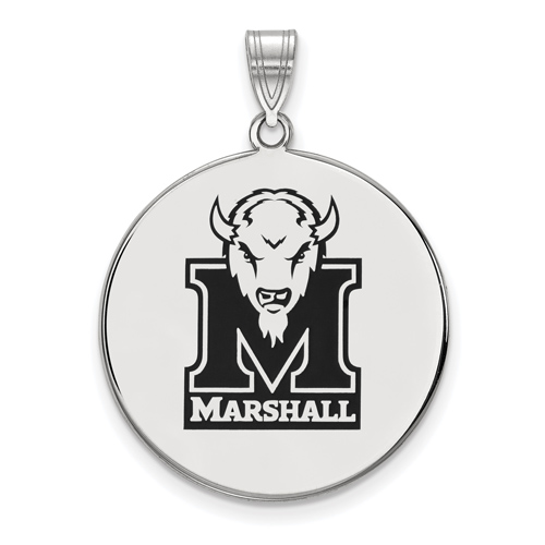 Sterling Silver 1in Marshall University Round Enamel Pendant