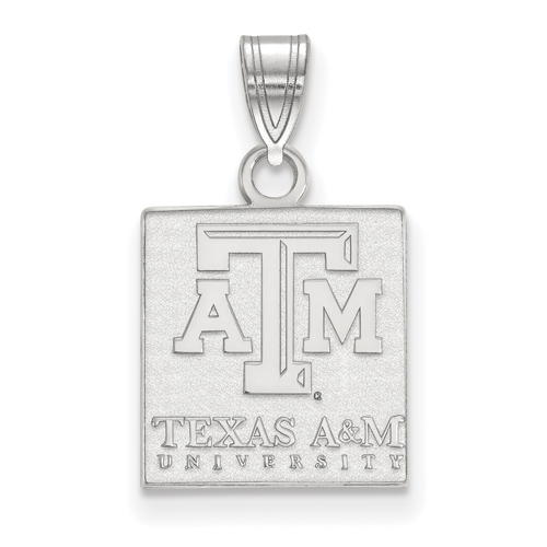 14kt White Gold 1/2in Texas A&M University Tablet Pendant