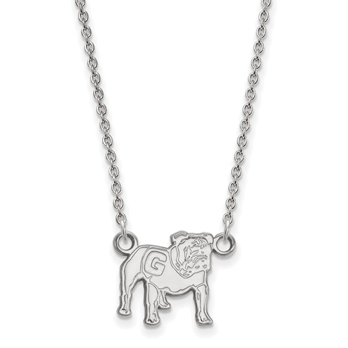 University of Georgia Small Standing Bulldog Necklace 10k White Gold