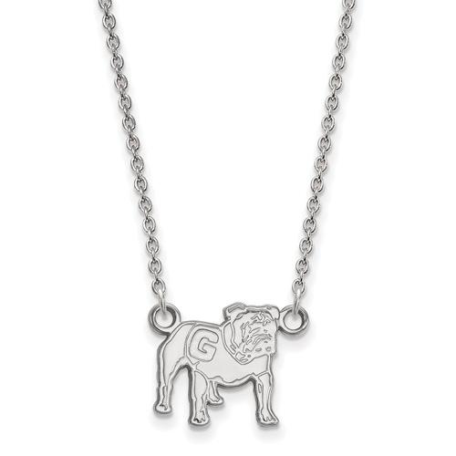 University of Georgia Standing Bulldog Necklace Small 14kt White Gold