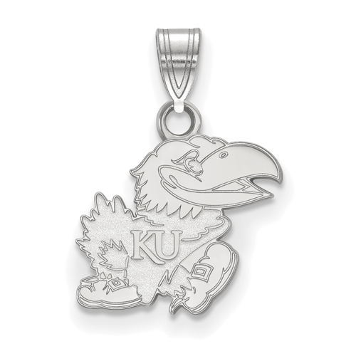 Sterling Silver 1/2in University of Kansas Jayhawk Pendant