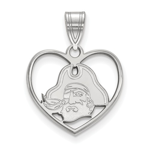 East Carolina University Pirate Heart Pendant 5/8in Sterling Silver