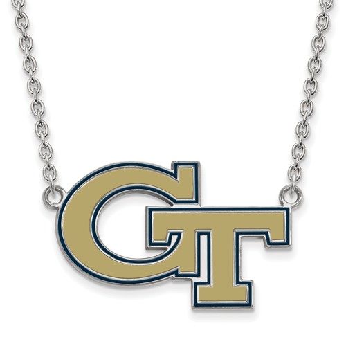 Sterling Silver Georgia Tech Enamel Necklace