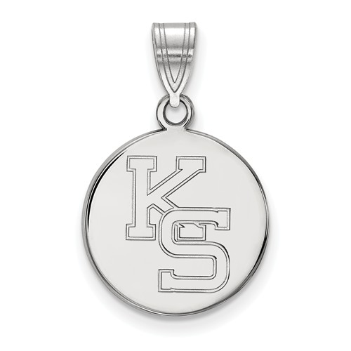Kansas State University Round KS Pendant 5/8in 10k White Gold
