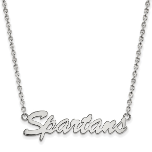 Sterling Silver Michigan State Spartans Pendant with 18in Chain