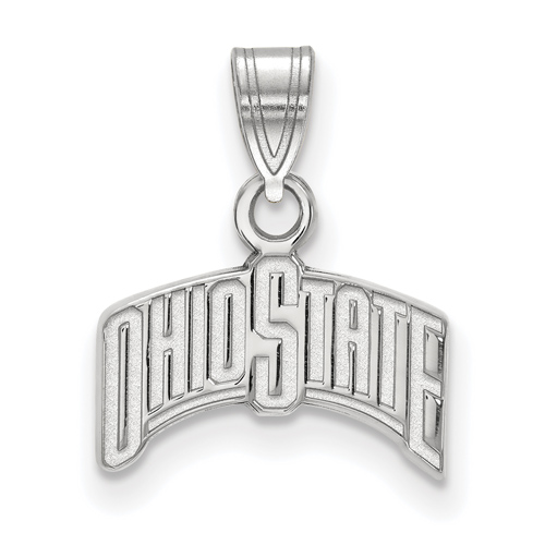 10kt White Gold 3/8in Ohio State University Arched Pendant