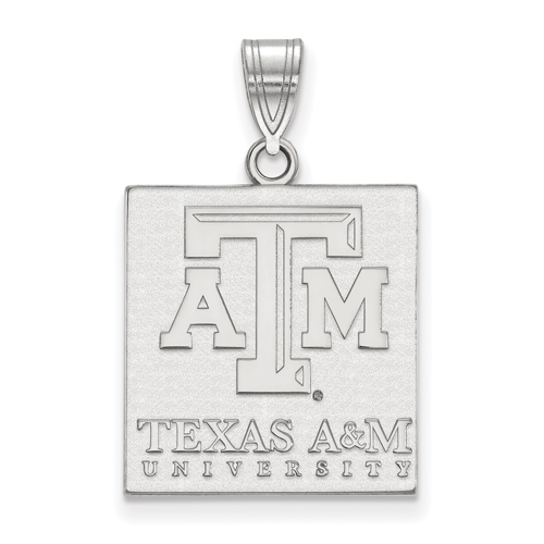 14kt White Gold 3/4in Texas A&M University Tablet Pendant