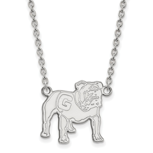 Sterling Silver 3/4in University of Georgia Standing Bulldog Necklace