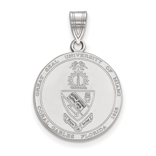 Sterling Silver 3/4in University of Miami Crest Pendant