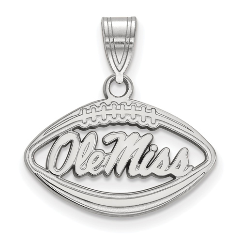 Univ. of Mississippi 3/4in Ole Miss Football Pendant Sterling Silver