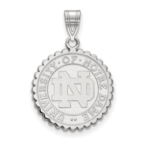 Sterling Silver 3/4in University of Notre Dame Crest Pendant