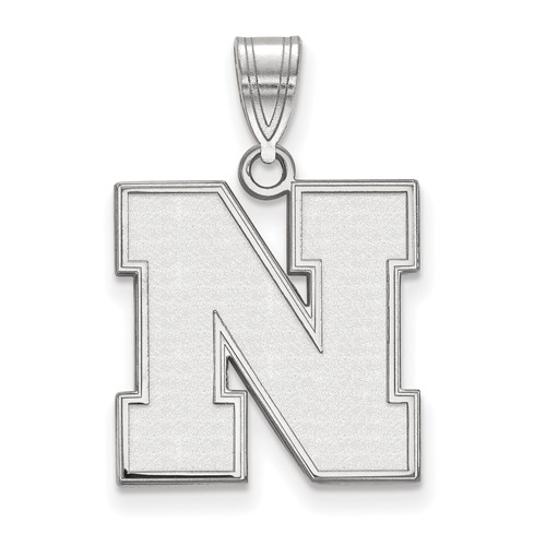 14kt White Gold 5/8in University of Nebraska N Pendant
