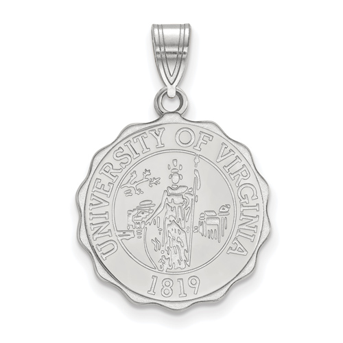 Sterling Silver 3/4in University of Virginia Crest Disc Pendant