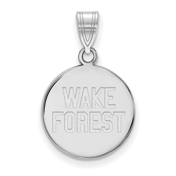 Wake Forest University Disc Pendant 5/8in 14k White Gold