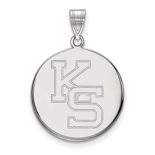 Kansas State University Round KS Pendant 3/4in Sterling Silver