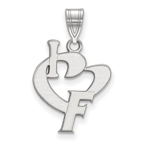 Sterling Silver 5/8in I Love University of Florida F Logo Pendant