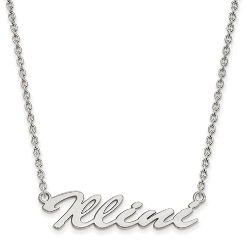 Sterling Silver University of Illinois Illini Pendant with 18in Chain