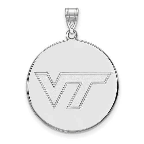 10k White Gold Virginia Tech Round Pendant 1in