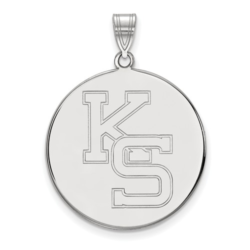 10k White Gold 1in Kansas State University KS Round Pendant