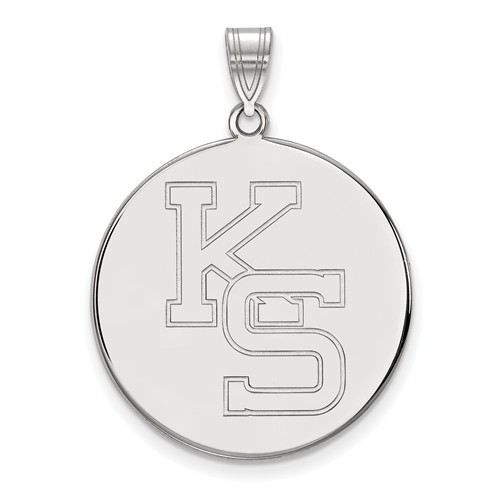 Sterling Silver 1in Kansas State University KS Round Pendant