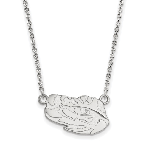 Silver 1/2in Louisiana State University Eye of the Tiger 18in Necklace