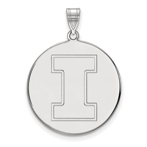 Sterling Silver 1in University of Illinois Round Logo  Pendant