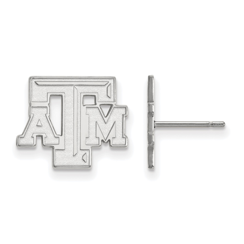 Sterling Silver Texas A&M University Beveled Small Post Earrings