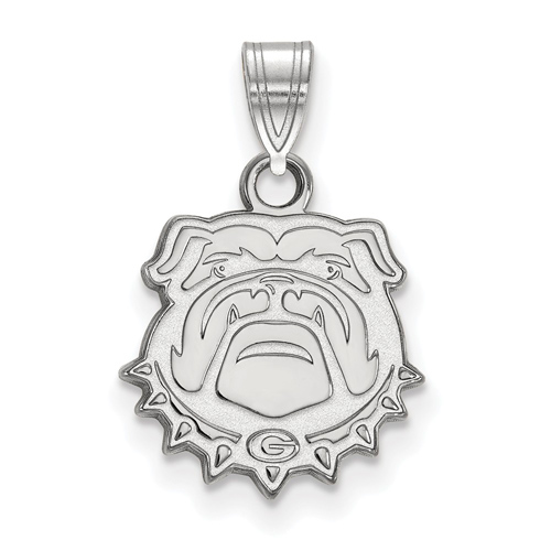 Sterling Silver 1/2in University of Georgia Bulldog Face Pendant