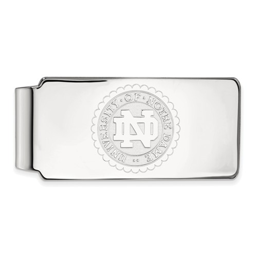 14k White Gold University of Notre Dame Crest Money Clip