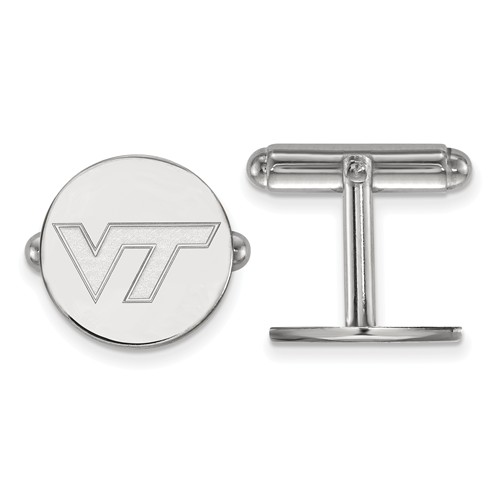 Sterling Silver Round Virginia Tech Cuff Links