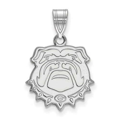 Sterling Silver 5/8in University of Georgia Bulldog Face Pendant
