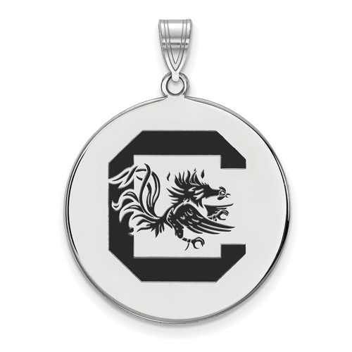Sterling Silver 1in University of South Carolina Enamel Disc Pendant
