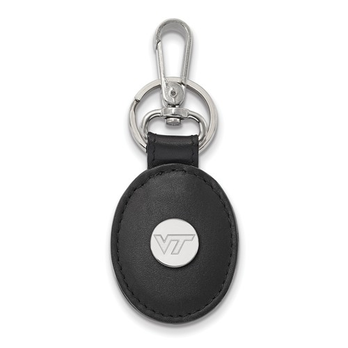 Sterling Silver Virginia Tech Leather Key Chain