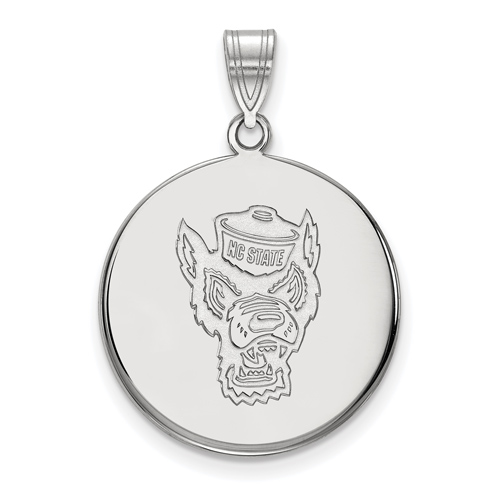 North Carolina State Univ. Mr. Wuf Disc Pendant 3/4in 14k White Gold