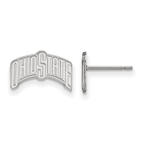 14kt White Gold Ohio State University Small Arched Post Earrings