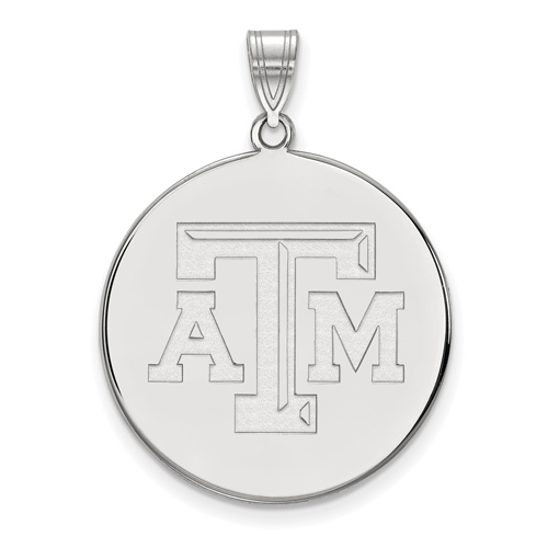 Sterling Silver 1in Texas A&M University Disc Pendant