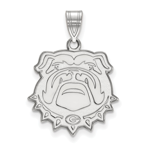 Sterling Silver 3/4in University of Georgia Bulldog Face Pendant