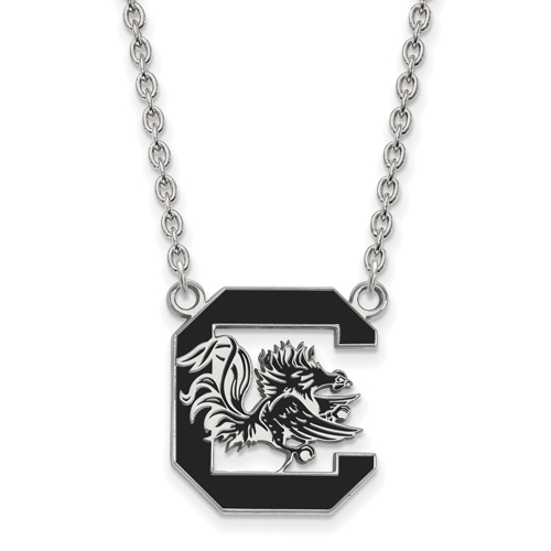 Silver University of South Carolina Enamel Pendant with 18in Chain