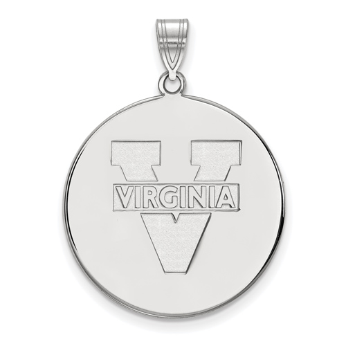 10kt White Gold 1in University of Virginia Round Pendant